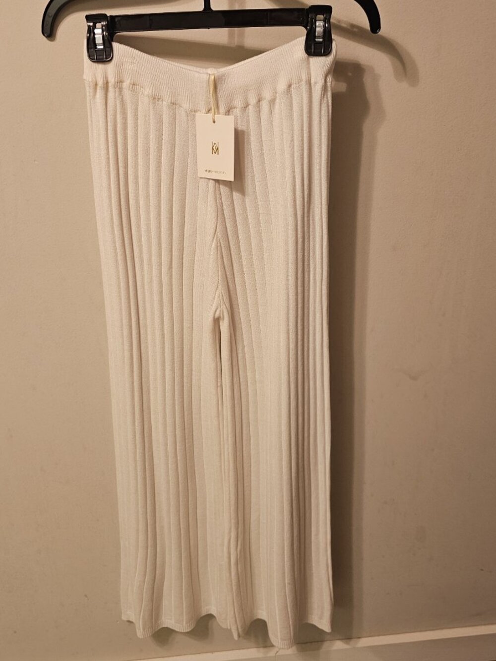 Milio Milano Bianco (White) Ribbed Knit Modal Lounge Pants Size M